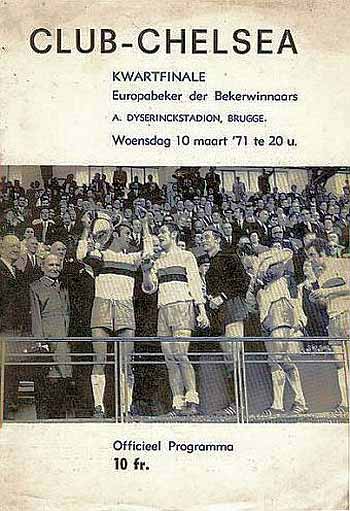 programme cover for Club Brugge v Chelsea, 10th Mar 1971