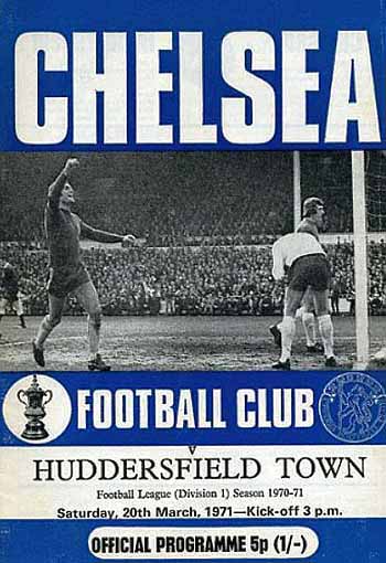 programme cover for Chelsea v Huddersfield Town, 20th Mar 1971