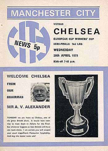 programme cover for Manchester City v Chelsea, 28th Apr 1971