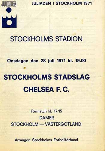 programme cover for Stockholm XI v Chelsea, Wednesday, 28th Jul 1971