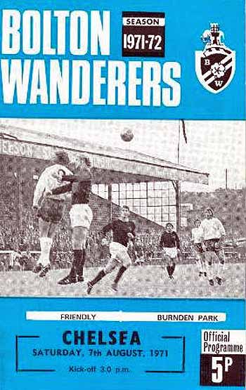 programme cover for Bolton Wanderers v Chelsea, Saturday, 7th Aug 1971