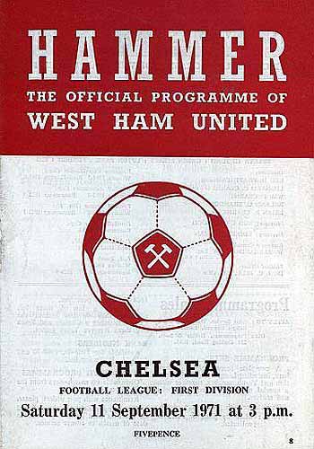 programme cover for West Ham United v Chelsea, 11th Sep 1971