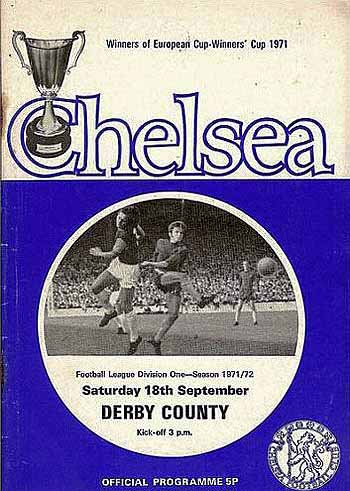 programme cover for Chelsea v Derby County, Saturday, 18th Sep 1971