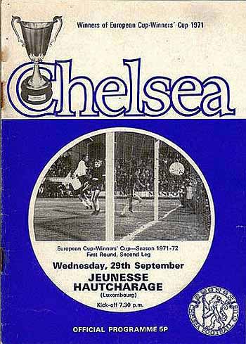 programme cover for Chelsea v Jeunesse Hautcharage, 29th Sep 1971