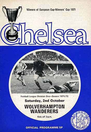 programme cover for Chelsea v Wolverhampton Wanderers, 2nd Oct 1971