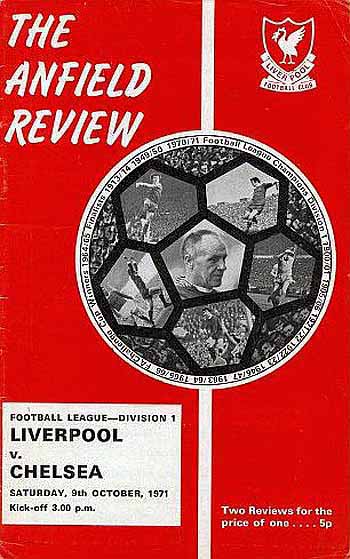 programme cover for Liverpool v Chelsea, 9th Oct 1971