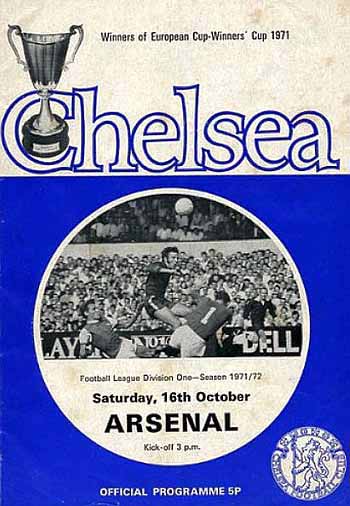 programme cover for Chelsea v Arsenal, 16th Oct 1971
