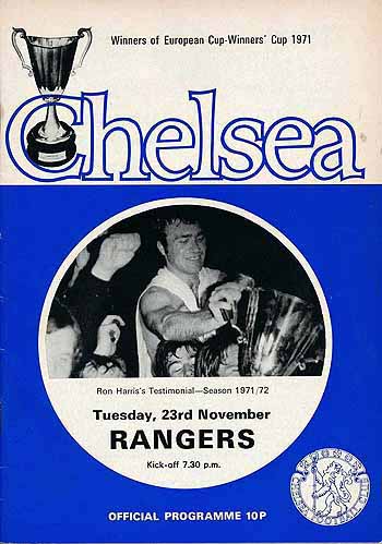programme cover for Chelsea v Rangers, 23rd Nov 1971
