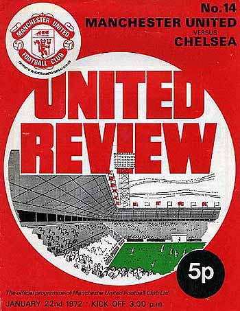 programme cover for Manchester United v Chelsea, 22nd Jan 1972