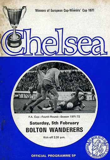 programme cover for Chelsea v Bolton Wanderers, Saturday, 5th Feb 1972