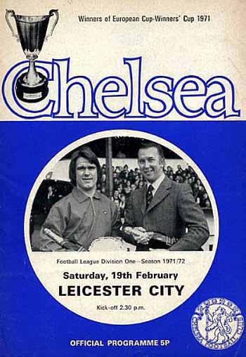 programme cover for Chelsea v Leicester City, Saturday, 19th Feb 1972