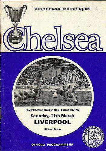 programme cover for Chelsea v Liverpool, Saturday, 11th Mar 1972