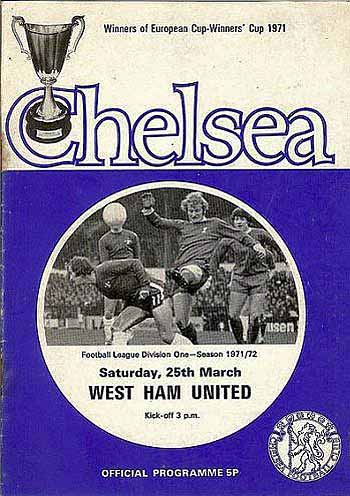 programme cover for Chelsea v West Ham United, Saturday, 25th Mar 1972
