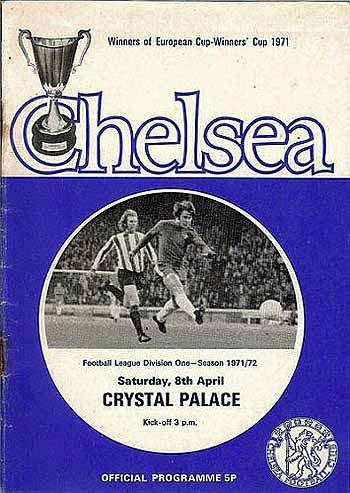 programme cover for Chelsea v Crystal Palace, Saturday, 8th Apr 1972