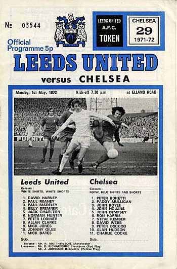 programme cover for Leeds United v Chelsea, 1st May 1972