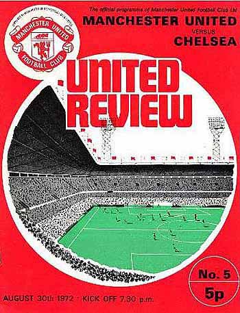programme cover for Manchester United v Chelsea, Wednesday, 30th Aug 1972