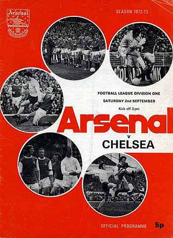 programme cover for Arsenal v Chelsea, Saturday, 2nd Sep 1972