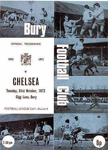 programme cover for Bury v Chelsea, Tuesday, 31st Oct 1972