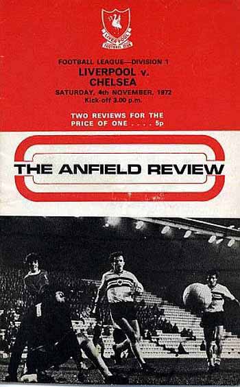 programme cover for Liverpool v Chelsea, Saturday, 4th Nov 1972