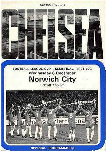 programme cover for Chelsea v Norwich City, Wednesday, 13th Dec 1972