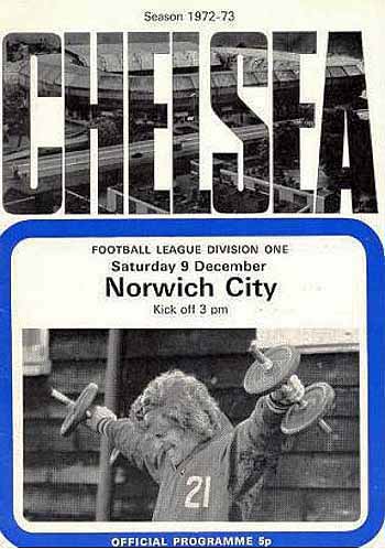programme cover for Chelsea v Norwich City, Saturday, 9th Dec 1972