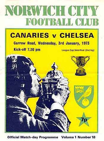 programme cover for Norwich City v Chelsea, 3rd Jan 1973