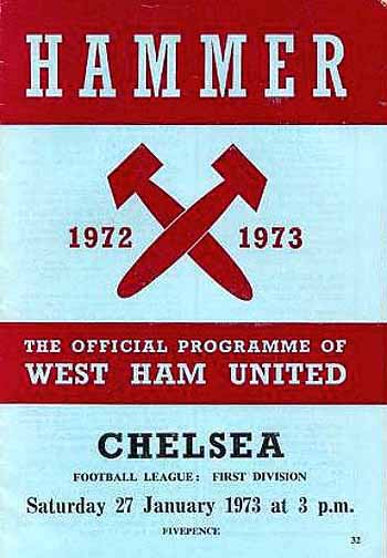 programme cover for West Ham United v Chelsea, 27th Jan 1973