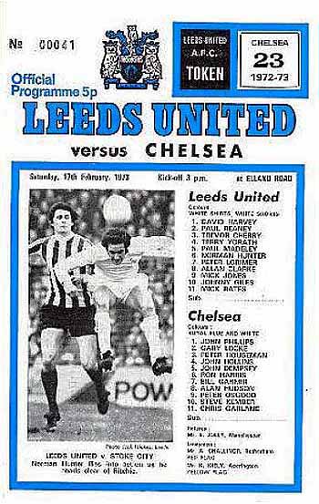 programme cover for Leeds United v Chelsea, 17th Feb 1973