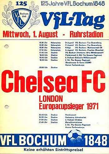 programme cover for VfL Bochum v Chelsea, 1st Aug 1973