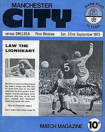 programme cover for Manchester City v Chelsea, Saturday, 22nd Sep 1973