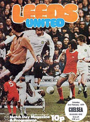programme cover for Leeds United v Chelsea, Saturday, 2nd Feb 1974