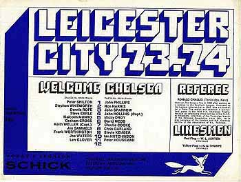 programme cover for Leicester City v Chelsea, Saturday, 20th Apr 1974