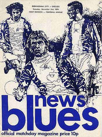 programme cover for Birmingham City v Chelsea, 2nd Nov 1974