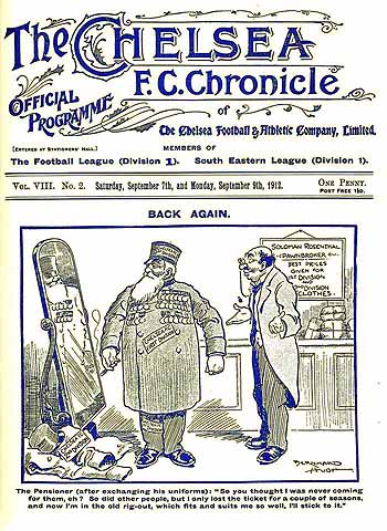 programme cover for Chelsea v Liverpool, Monday, 9th Sep 1912