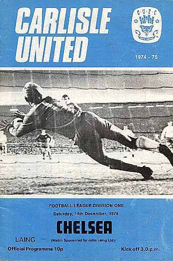 programme cover for Carlisle United v Chelsea, Saturday, 14th Dec 1974