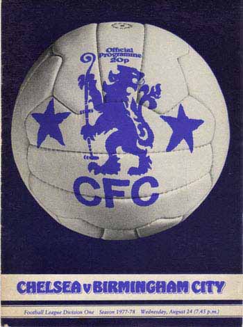programme cover for Chelsea v Birmingham City, Wednesday, 24th Aug 1977