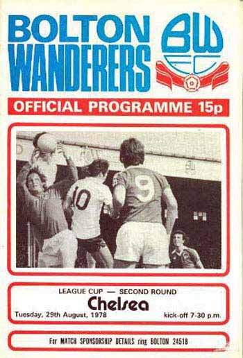 programme cover for Bolton Wanderers v Chelsea, 29th Aug 1978