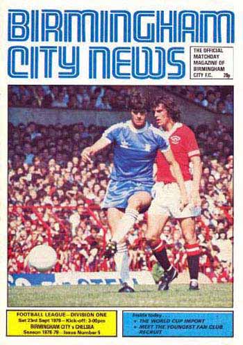 programme cover for Birmingham City v Chelsea, Saturday, 23rd Sep 1978