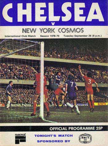 programme cover for Chelsea v New York Cosmos, 26th Sep 1978