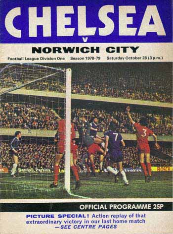 programme cover for Chelsea v Norwich City, Saturday, 28th Oct 1978