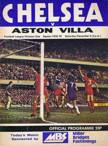 programme cover for Chelsea v Aston Villa, 9th Dec 1978