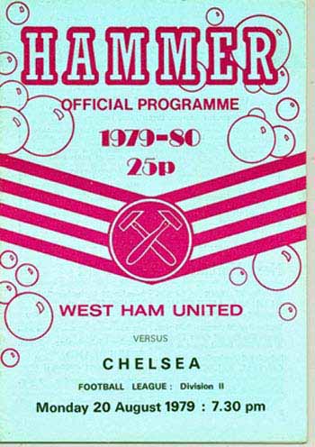 programme cover for West Ham United v Chelsea, 20th Aug 1979
