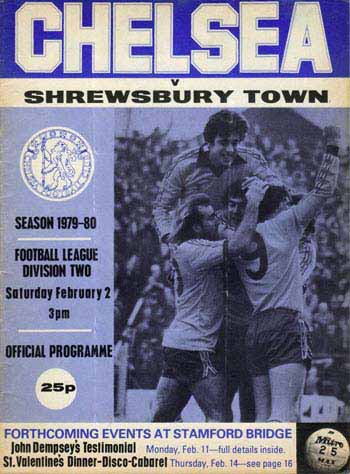 programme cover for Chelsea v Shrewsbury Town, Saturday, 2nd Feb 1980