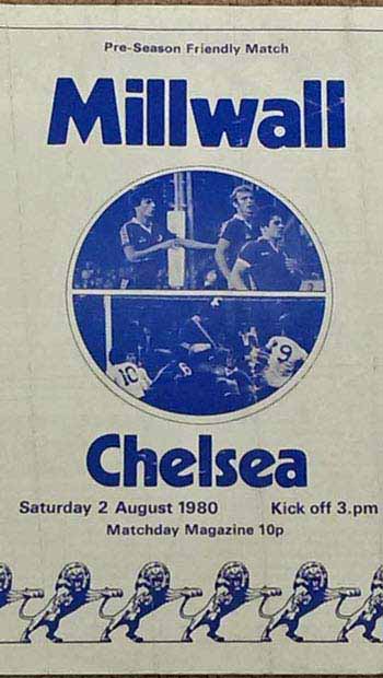 programme cover for Millwall v Chelsea, Saturday, 2nd Aug 1980