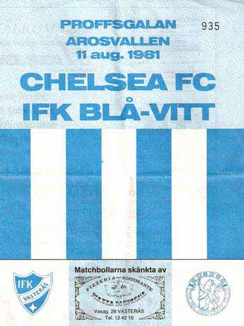 programme cover for IFK Vasteras v Chelsea, Tuesday, 11th Aug 1981