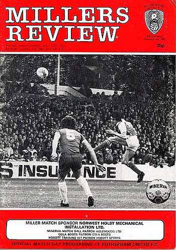 programme cover for Rotherham United v Chelsea, 31st Oct 1981