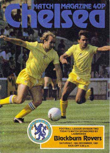 programme cover for Chelsea v Blackburn Rovers, 19th Dec 1981