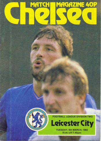 programme cover for Chelsea v Leicester City, 9th Mar 1982