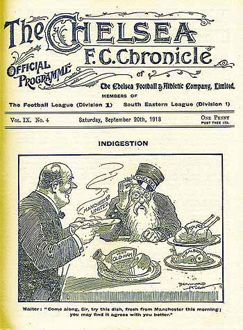 programme cover for Chelsea v Manchester United, 20th Sep 1913