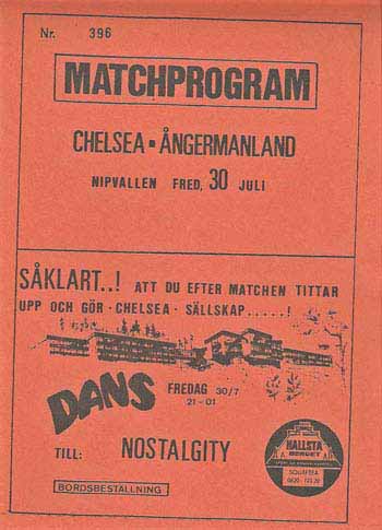 programme cover for Ångermanland v Chelsea, 29th Jul 1982